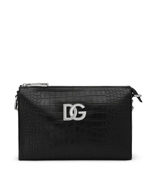 MEDIUM TRIS BAG IN CROCODILE-PRINT CALFSKIN