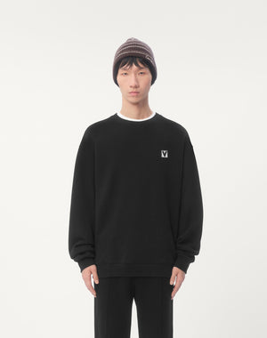 Felpa Girocollo In Cotone Con Patch Chez Valentino