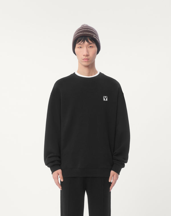 Felpa Girocollo In Cotone Con Patch Chez Valentino