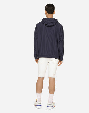 NYLON JACKET WITH HOOD AND BRANDED TAG