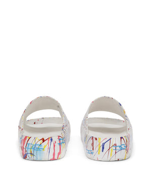BEACHWEAR SLIDERS WITH COLOR SPLASH PRINT