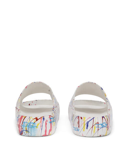 BEACHWEAR SLIDERS WITH COLOR SPLASH PRINT