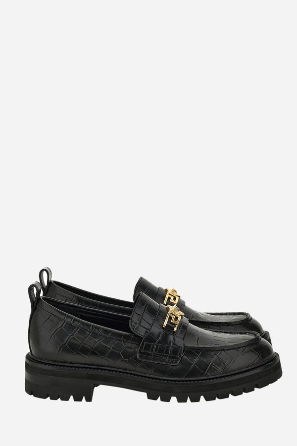 La Greca Loafer In Embossed Croc Calf Leather