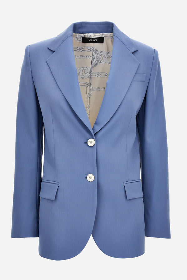 Informal Jacket In Responsible Stretch Wool Gabardine-Medusa Chain Printed Lining
