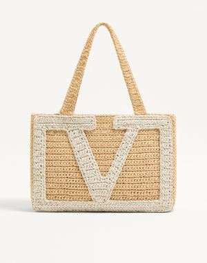 Borsa Shopping Media Valentino Garavani Viva Superstar In Rafia