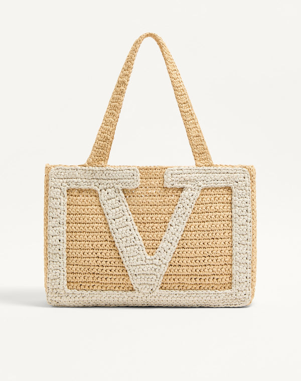 Borsa Shopping Media Valentino Garavani Viva Superstar In Rafia