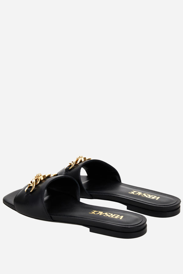 Icon Chain Flat Sandal  In Calf Leather