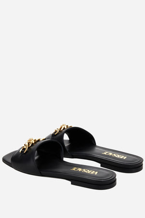 Icon Chain Flat Sandal  In Calf Leather
