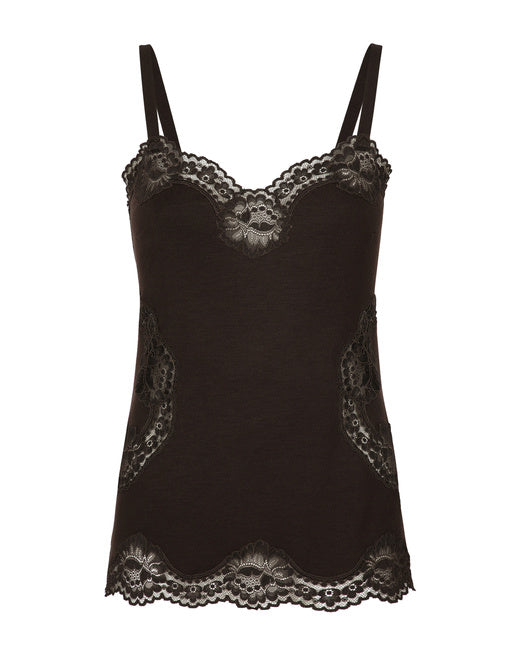 WOOL JERSEY LINGERIE TOP WITH LACE INLAYS