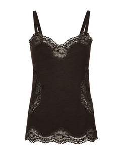 WOOL JERSEY LINGERIE TOP WITH LACE INLAYS