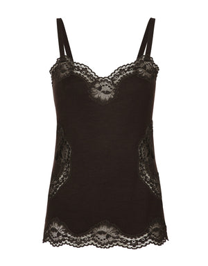 WOOL JERSEY LINGERIE TOP WITH LACE INLAYS