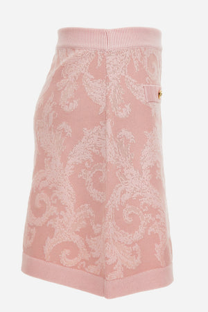 Knit Skirt In Barocco Leafy Viscose Blend Jacquard