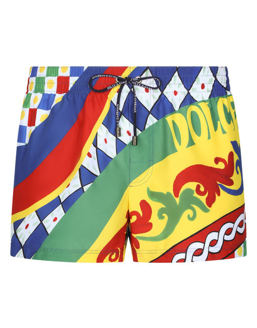 SHORT SWIM TRUNKS WITH CARRETTO PRINT