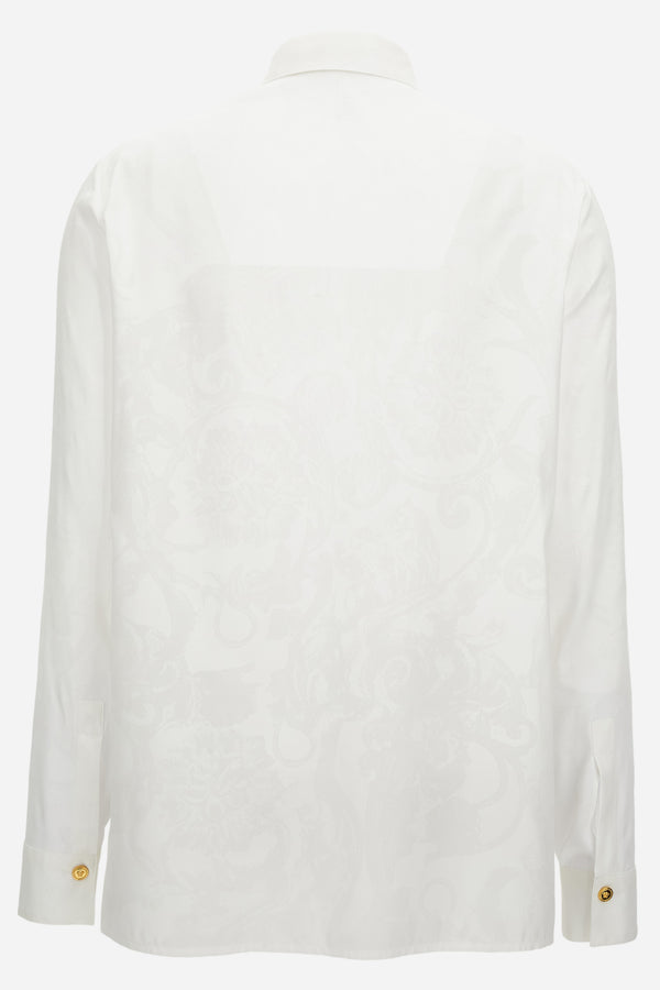Formal Shirt In Crepe De Chine Silk Blend Baroque Stencil Print