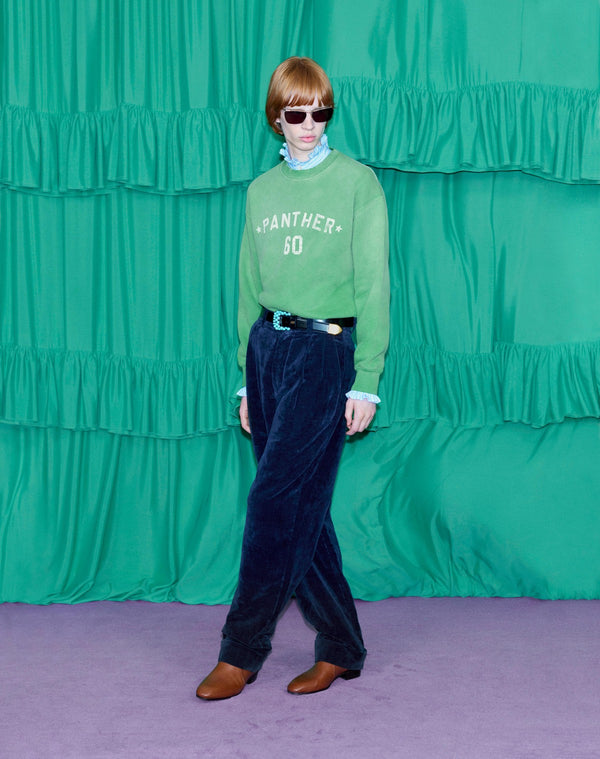 Pantalone In Velluto Di Cotone E Lino Lavato