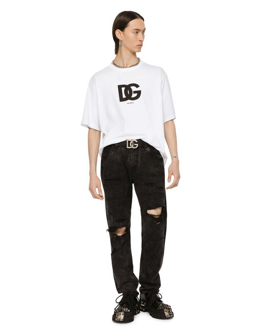 COTTON T-SHIRT WITH DG LOGO PRINT