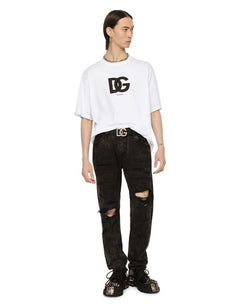 COTTON T-SHIRT WITH DG LOGO PRINT