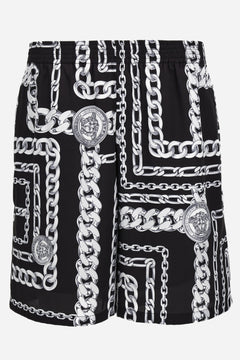 Shorts In Twill Poly  Medusa Chain Print Allover