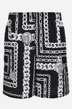 Shorts In Twill Poly  Medusa Chain Print Allover