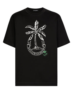 SHORT-SLEEVED BANANA-TREE-PRINT T-SHIRT