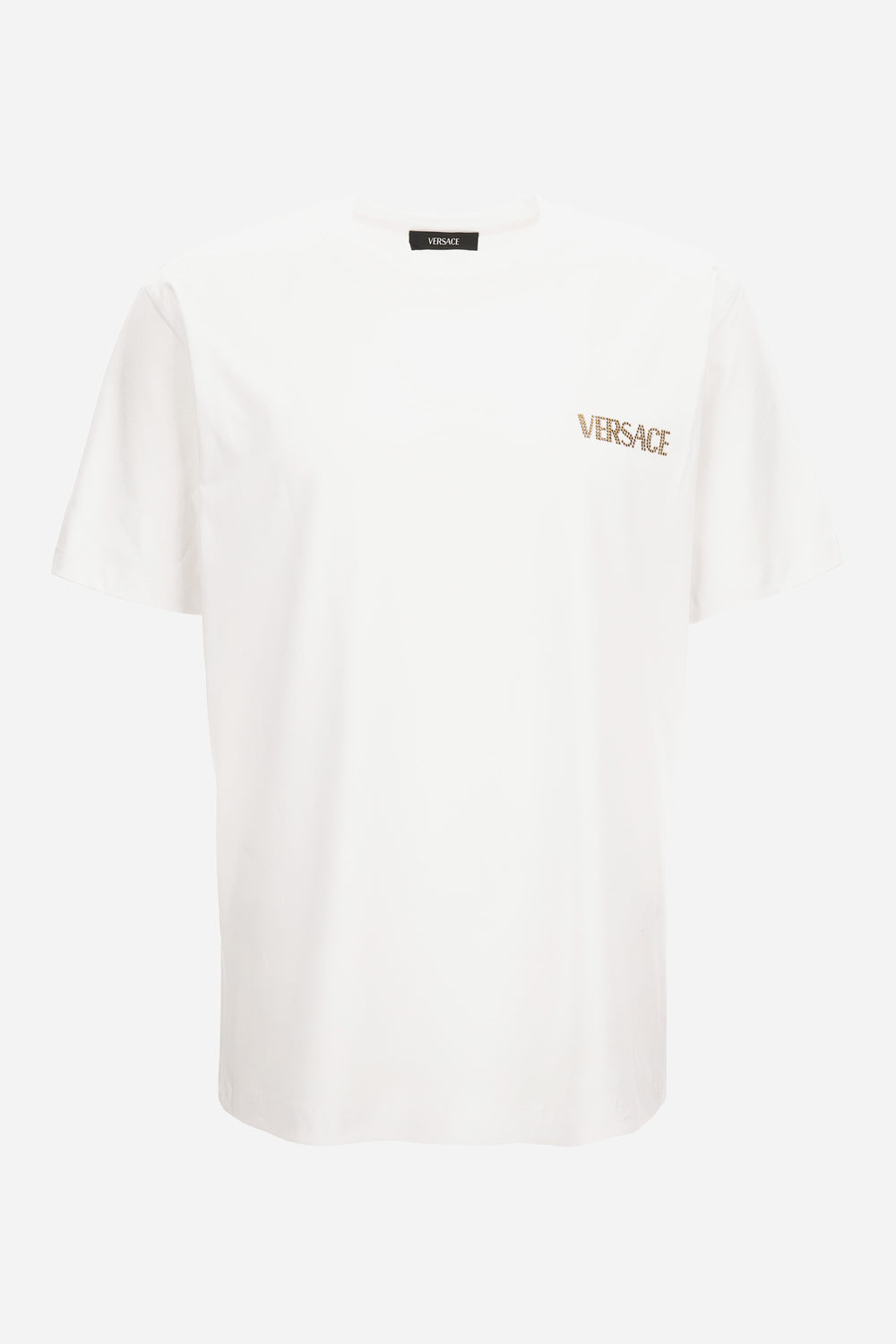 T-Shirt In Cotton Jersey Fabric With Versace Hotfix Embroidery