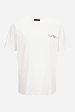 T-Shirt In Cotton Jersey Fabric With Versace Hotfix Embroidery