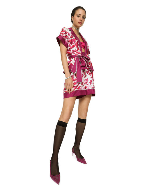 MAJOLICA-PRINT TWILL SHIRT WITH BELT