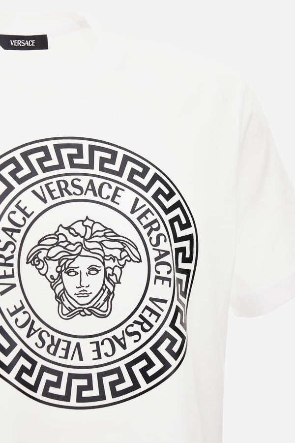 T-Shirt In Jersey Fabric-Medusa Versace Greca Print