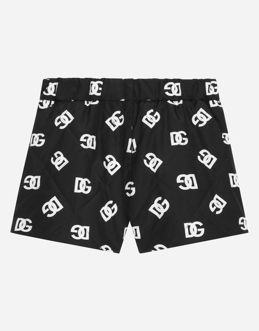 QUILTED NYLON SHORTS WITH DG LOGO PRINT