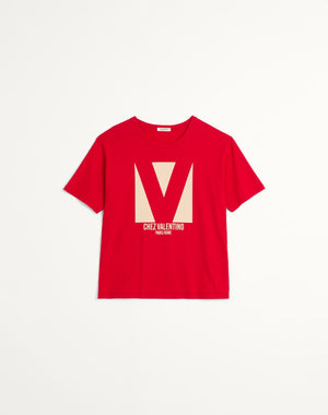 T-Shirt In Cotone Con Stampa Chez Valentino