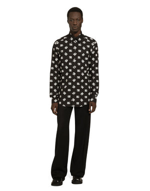 COTTON MARTINI-FIT SHIRT WITH DG MONOGRAM PRINT
