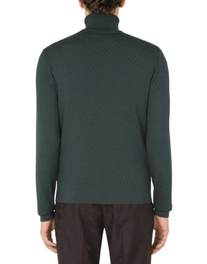 HIGH-NECK SWEATER IN CASHMERE AND SILK