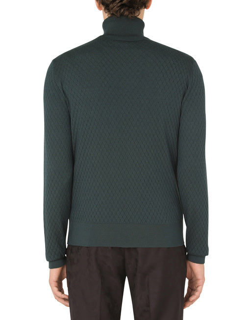 HIGH-NECK SWEATER IN CASHMERE AND SILK