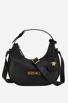Versace Tag Half Moon Bag In Lamb Leather