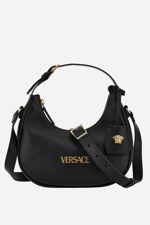 Versace Tag Half Moon Bag In Lamb Leather