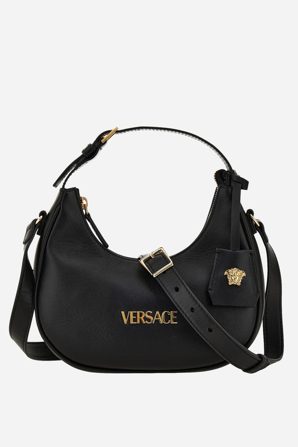 Versace Tag Half Moon Bag In Lamb Leather