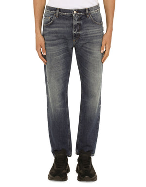 WASHED STRETCH DENIM LOOSE JEANS