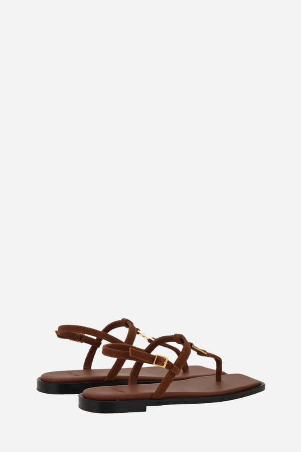 Medusa Lock Sandal  In Suede-Enamel Hw