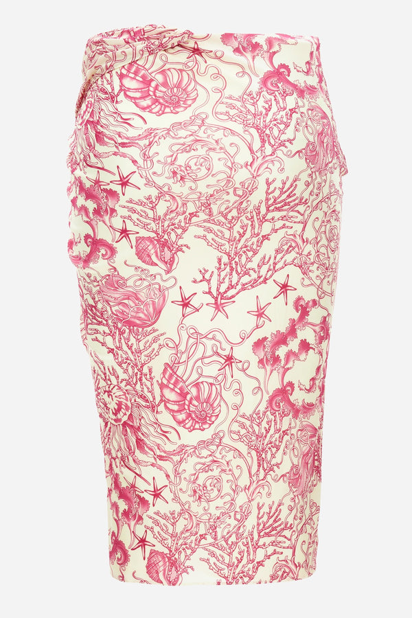 Skirt In Underwater Barocco Bicolour Allover On Responsible Viscose Liquid Jersey