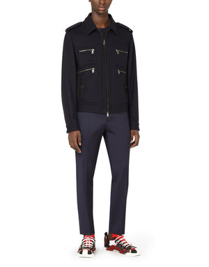 CASHMERE JACKET WITH LEATHER DETAILS