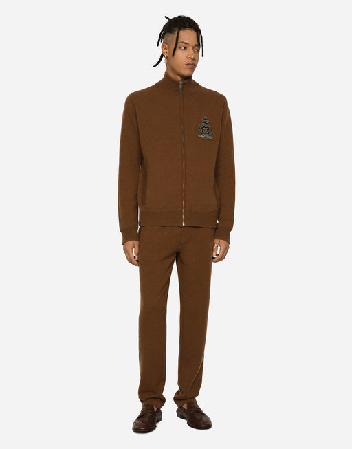 ZIP-UP SWEATSHIRT WITH WOOL AND CASHMERE KNIT PATCH DG