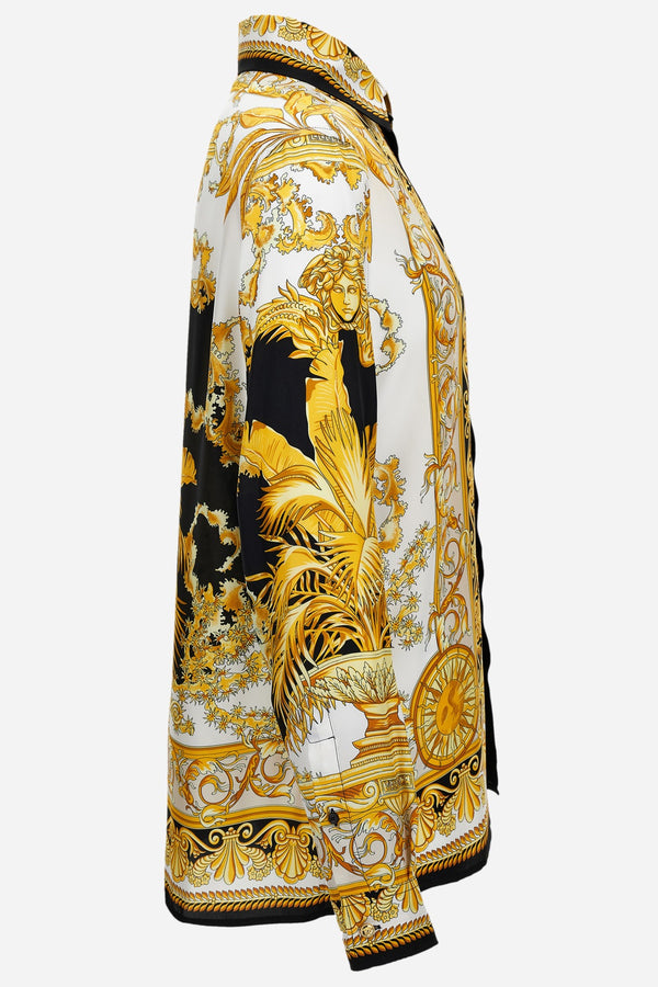 Informal Shirt In Barocco Palm Print Silk Fabric