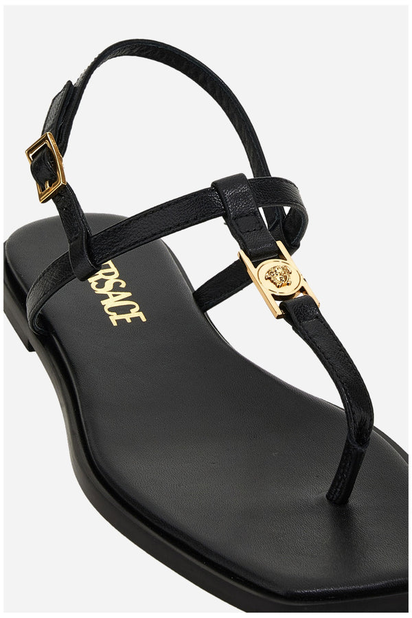 Medusa Lock Sandal  In Shiny Calf Leather-Metal Hardware