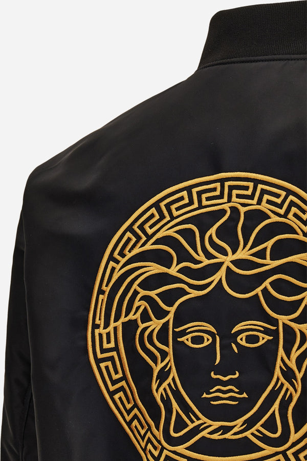Blouson In Plain Canvas Fabric-Medusa Embroidery