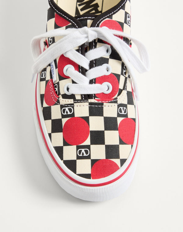 Sneaker Low-Top Valentino Garavani And Vans In Tessuto Con Stampa VLogo Checkerboard E Dettaglio Pois