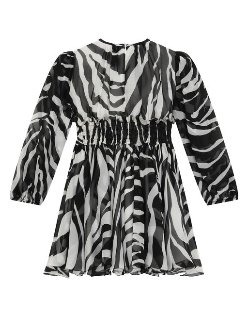 SHORT DRESS IN ZEBRA PRINT CHIFFON