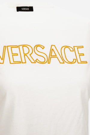 T-Shirt In Cotton Jersey Fabric With Versace Outline Embroidery