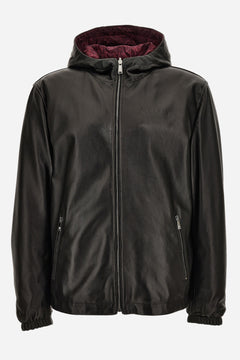 Reversible Blouson Leather In Solid Leather-Barocco'92 Print Techn.Fabric- Versace Embossing