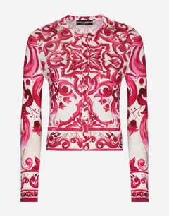 CREW-NECK SILK SWEATER WITH MAJOLICA PRINT