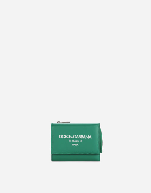 CALFSKIN FRENCH FLAP WALLET WITH LOGO
